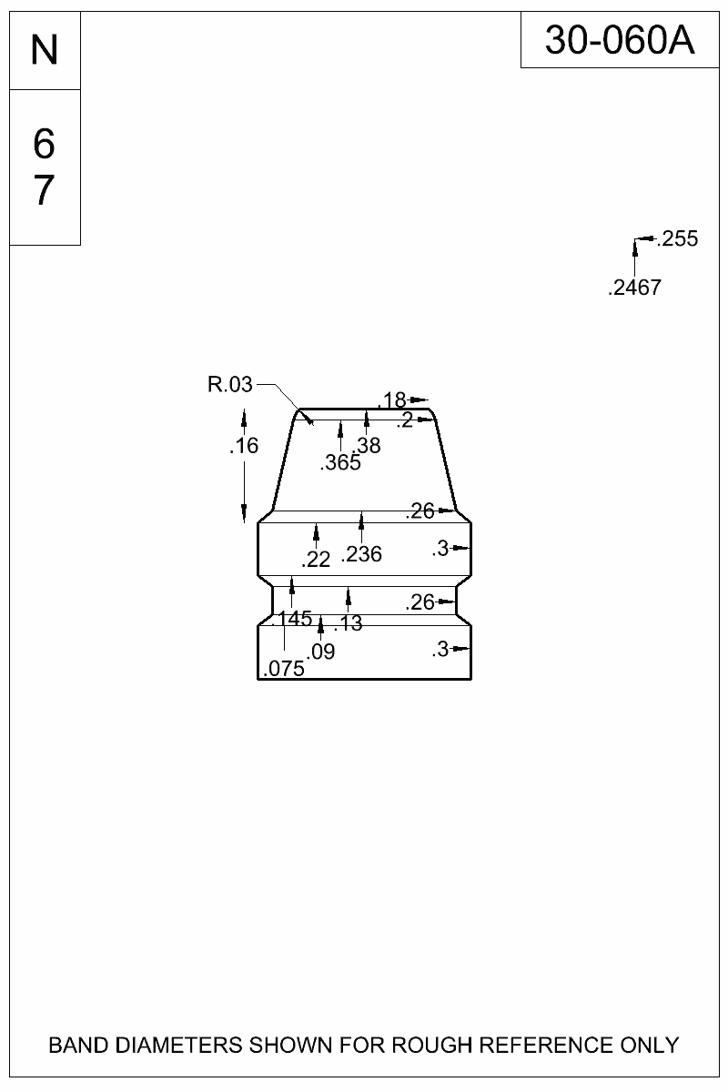 Dimensioned view of bullet 30-060A