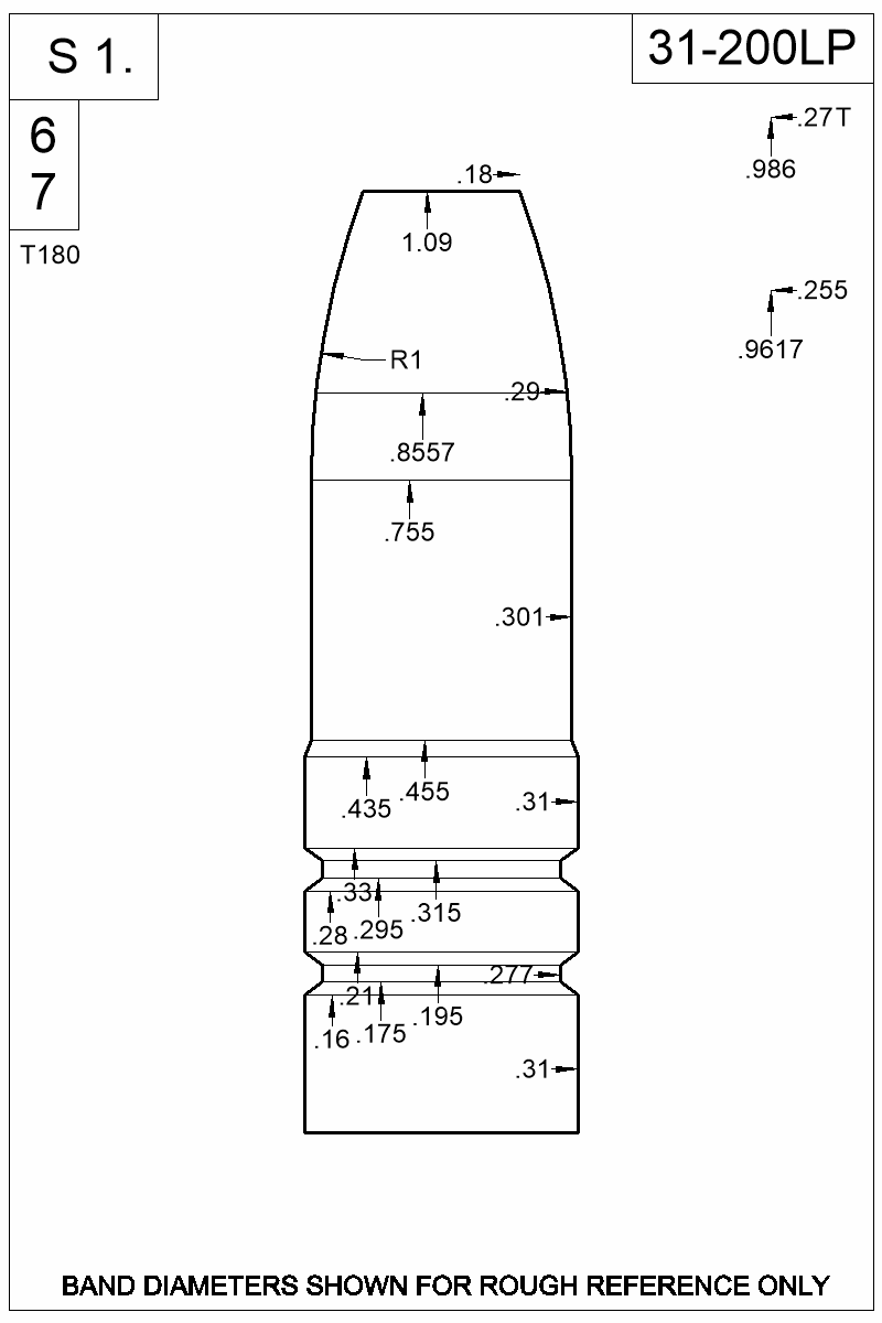 Dimensioned view of bullet 31-200LP