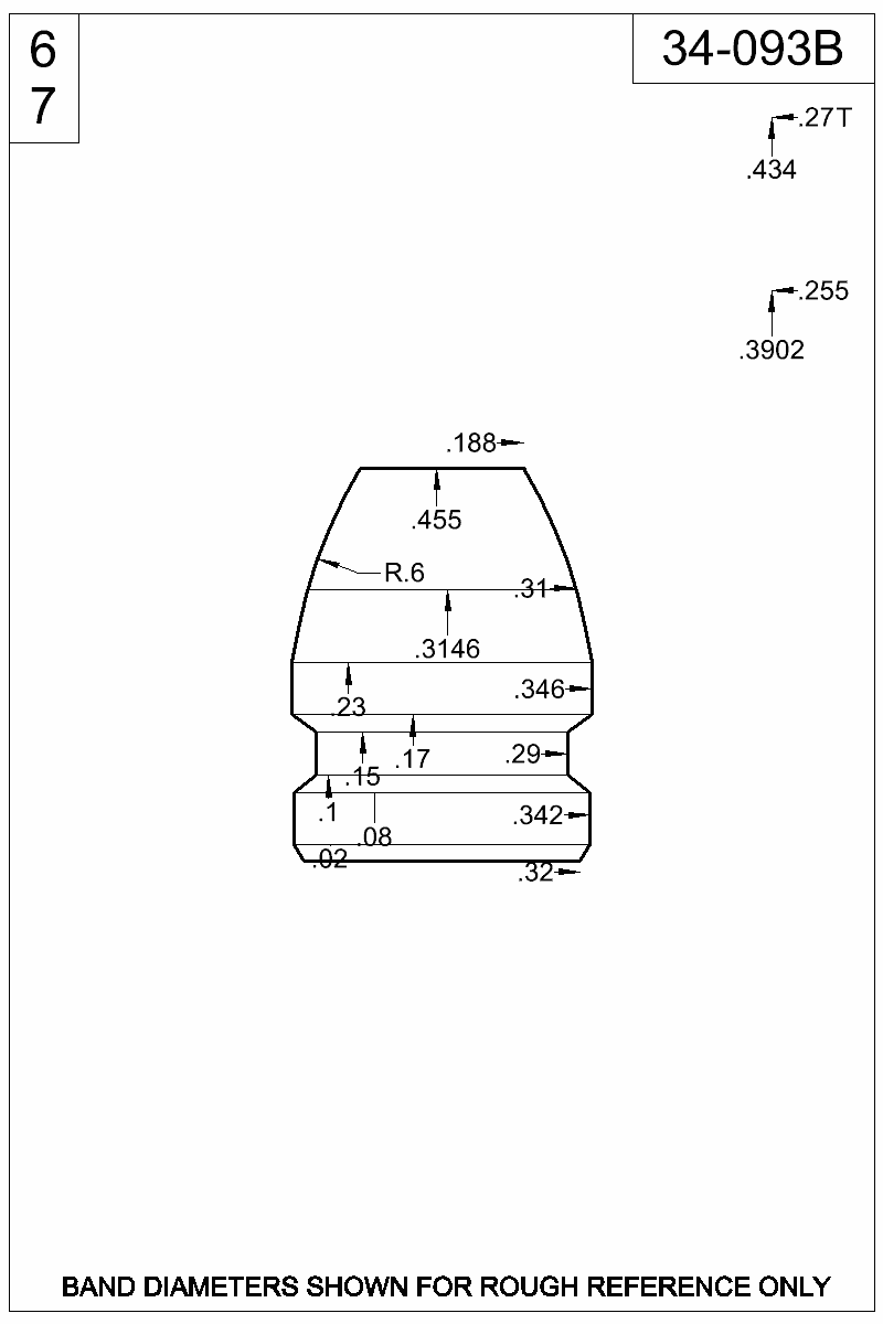 Dimensioned view of bullet 34-093B