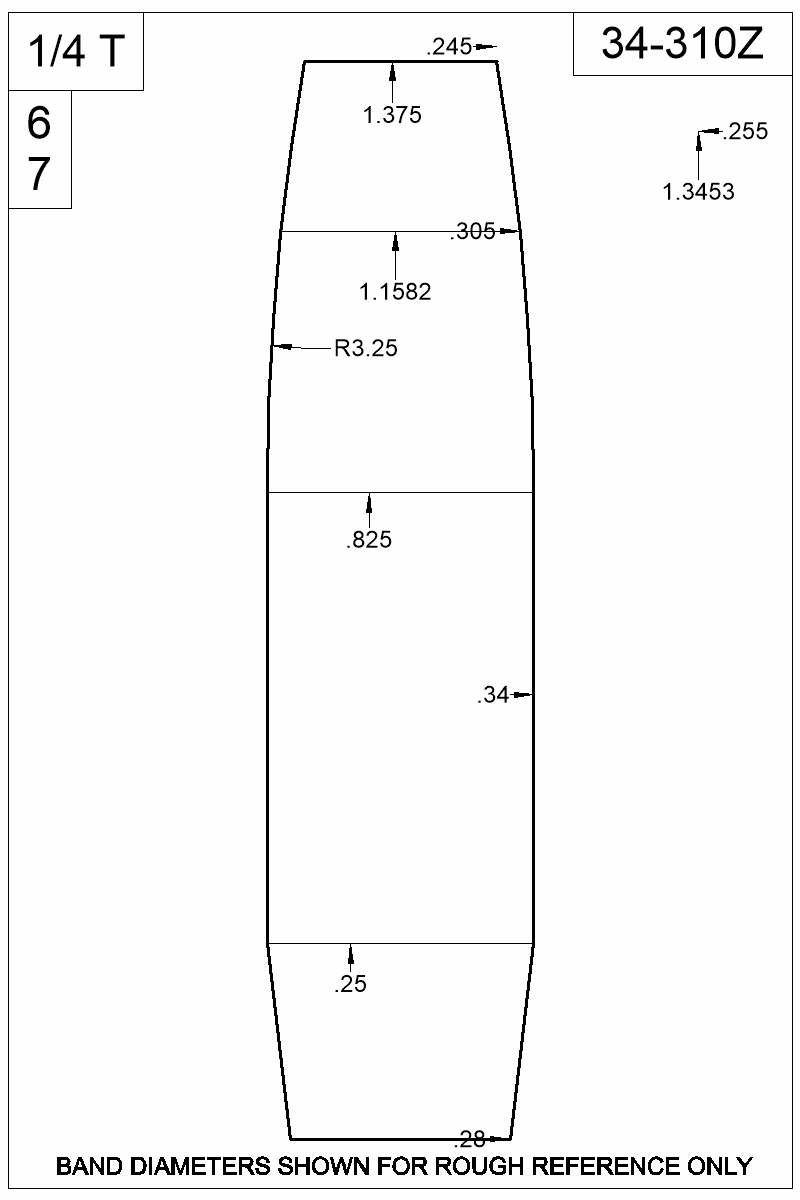 Dimensioned view of bullet 34-310Z