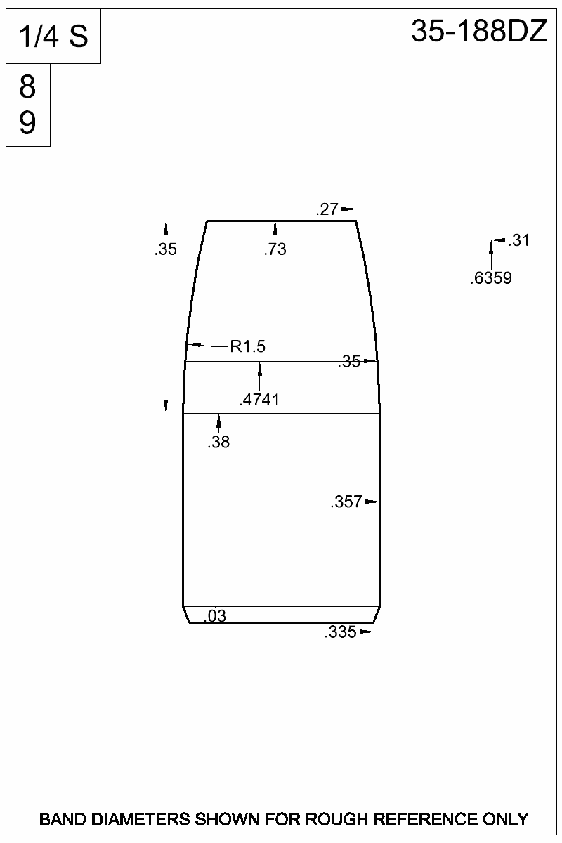 Dimensioned view of bullet 35-188DZ