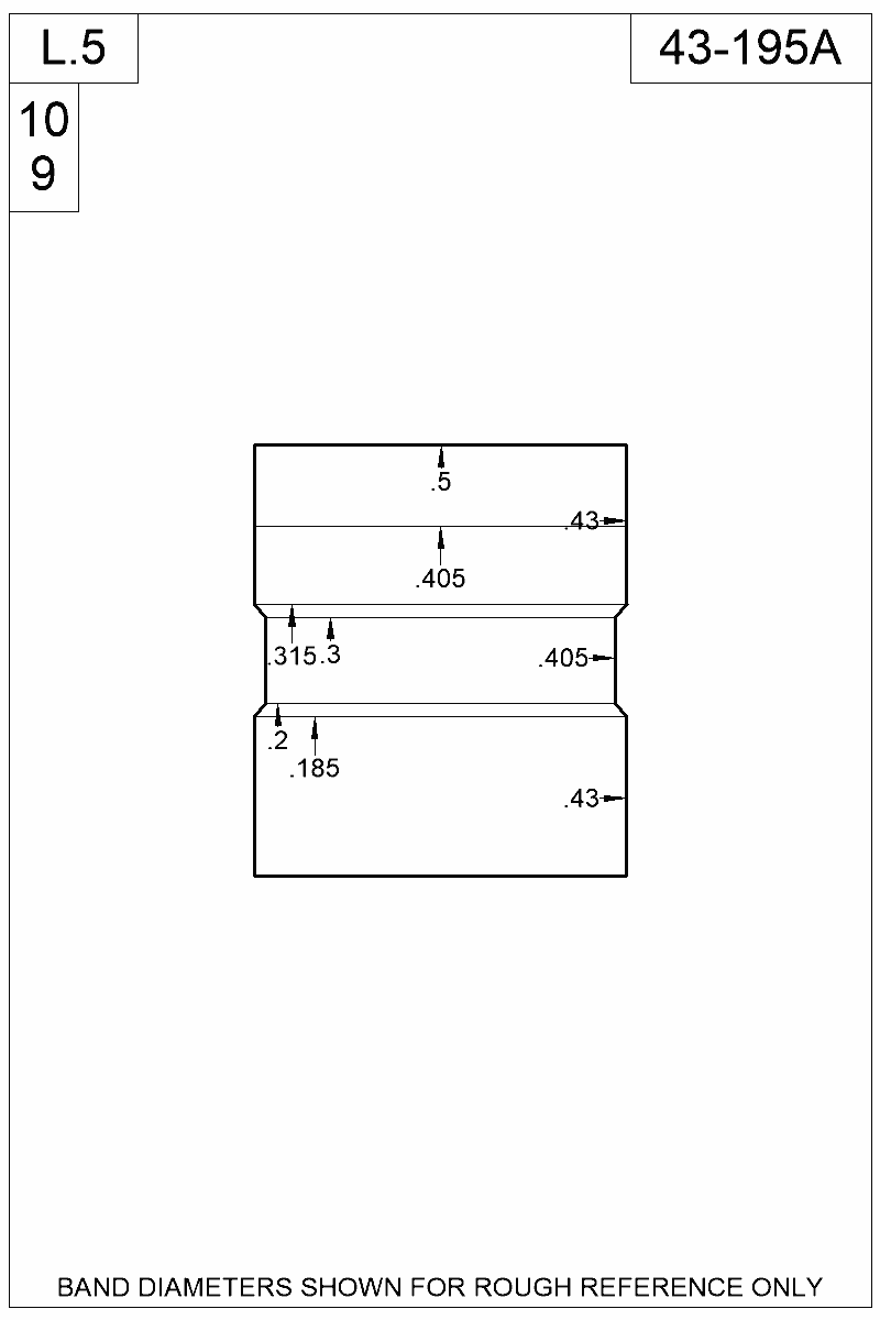 Dimensioned view of bullet 43-195A