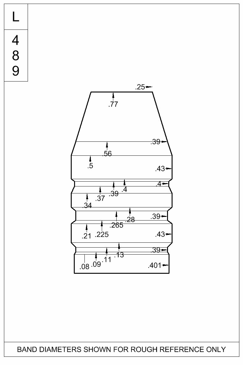 Dimensioned view of bullet 43-265C
