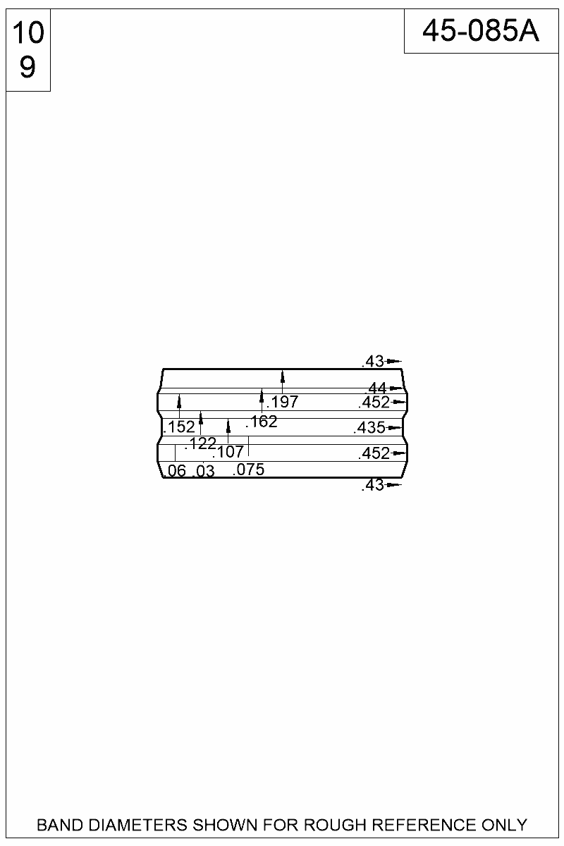 Accurate Molds catalog #45-085A Dimensioned view of bullet 45-085A