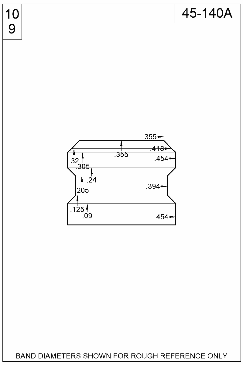 Dimensioned view of bullet 45-140A