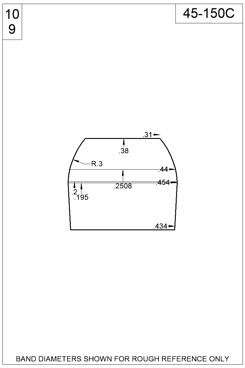 Dimensioned view of bullet 45-150C