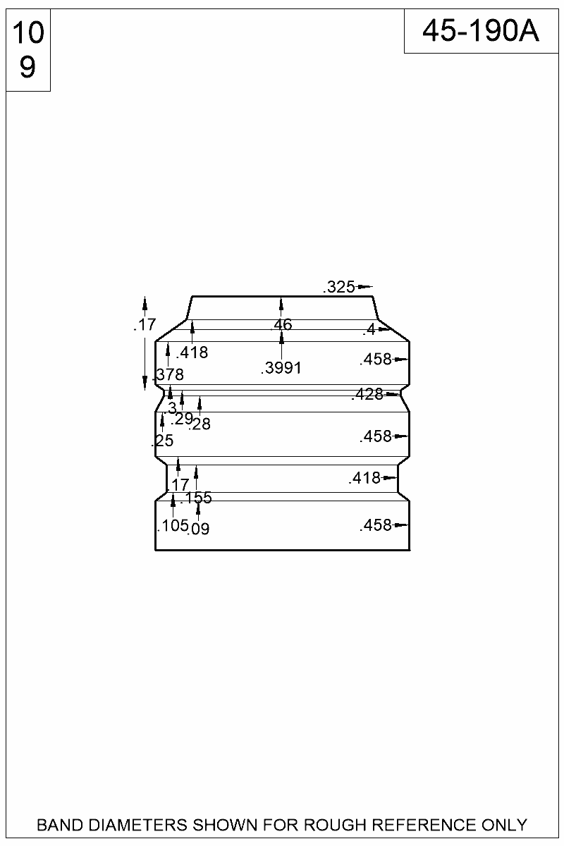 Dimensioned view of bullet 45-190A
