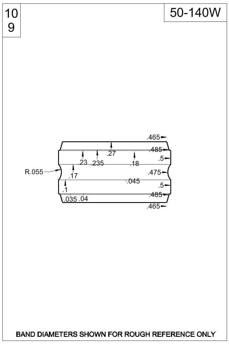 Dimensioned view of bullet 50-140W