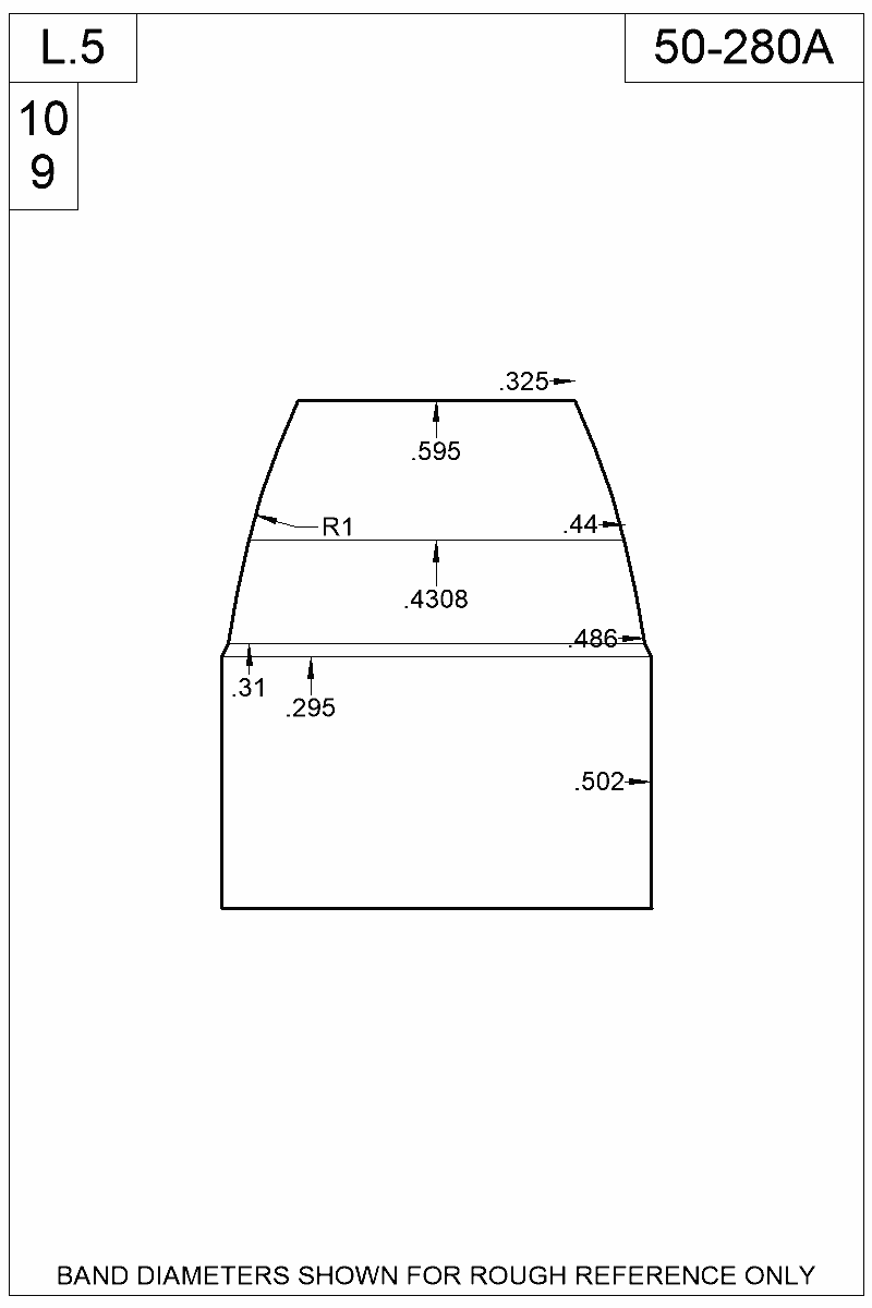 Dimensioned view of bullet 50-280A