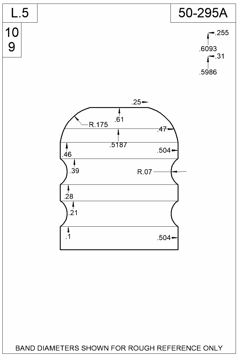 Dimensioned view of bullet 50-295A