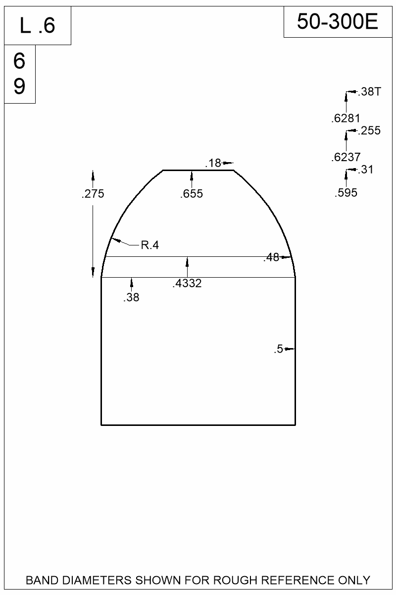 Dimensioned view of bullet 50-300E