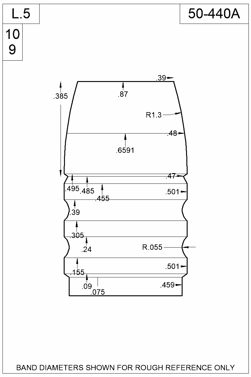 Dimensioned view of bullet 50-440A