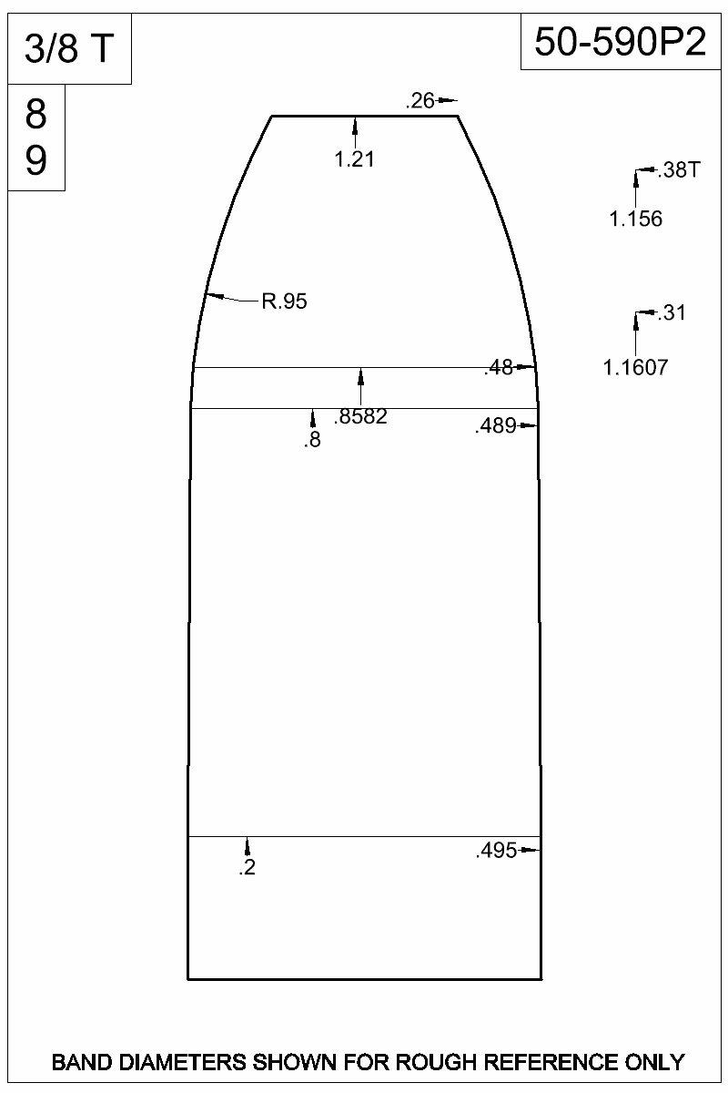 Dimensioned view of bullet 50-590P2