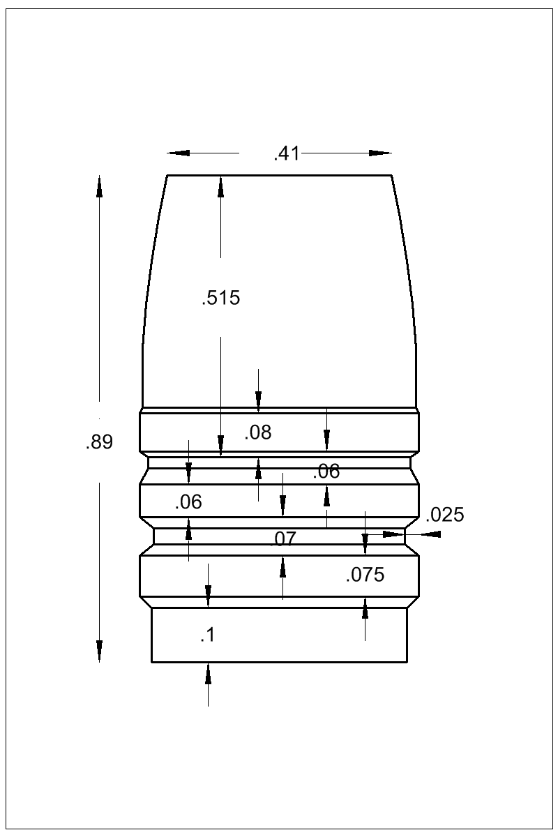 Dimensioned view of bullet 51-470F