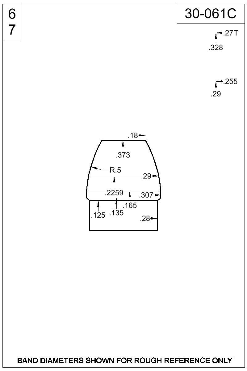 Dimensioned view of bullet 30-061C