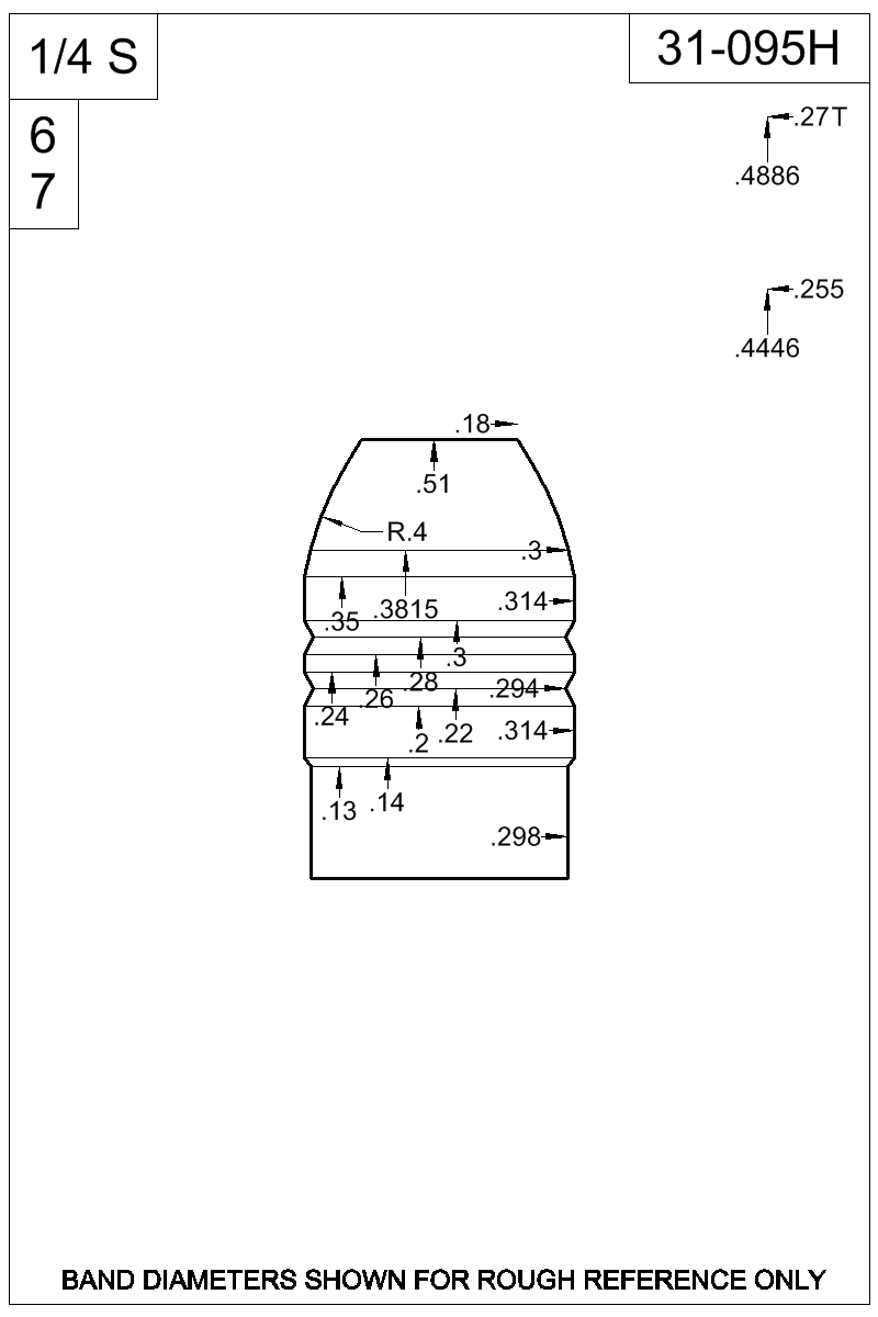 Dimensioned view of bullet 31-095H