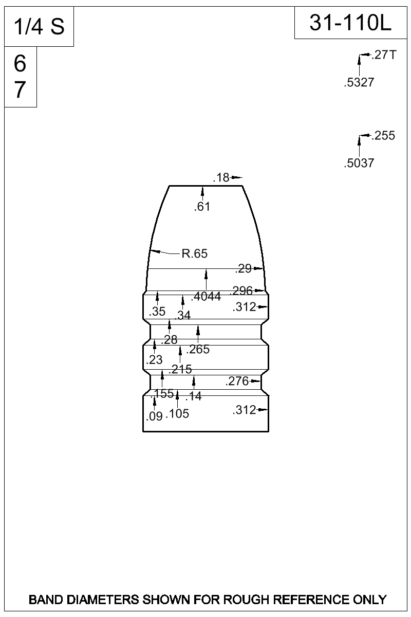 Dimensioned view of bullet 31-110L