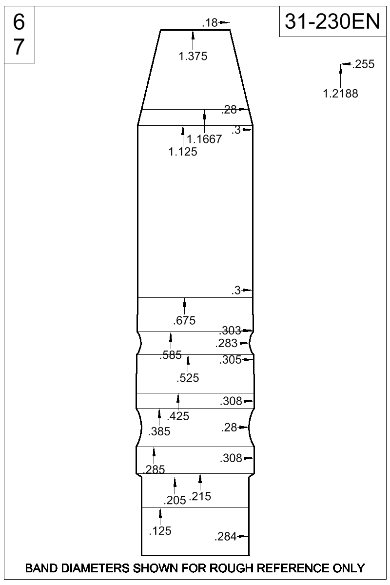 Dimensioned view of bullet 31-230EN