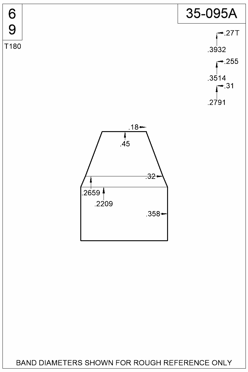 Dimensioned view of bullet 35-095A