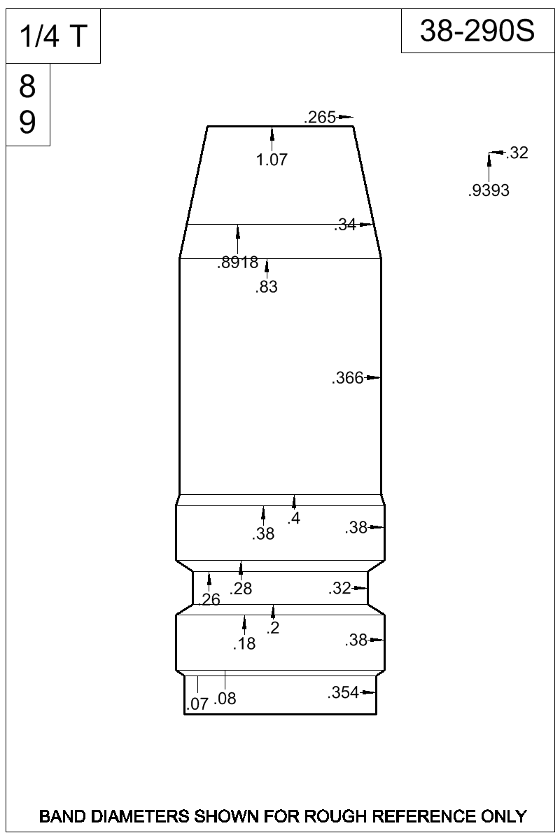 Dimensioned view of bullet 38-290S