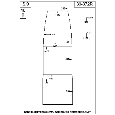 Dimensioned view of bullet 39-372R