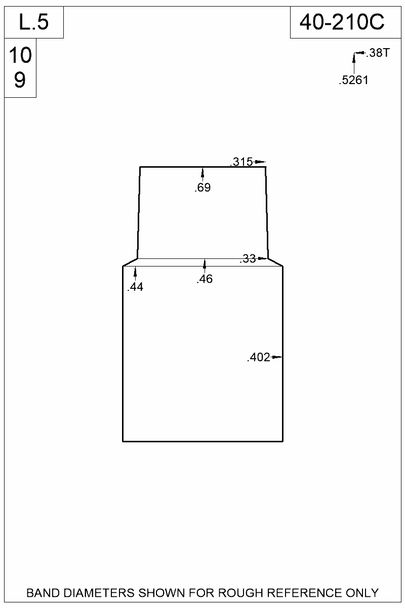 Dimensioned view of bullet 40-210C