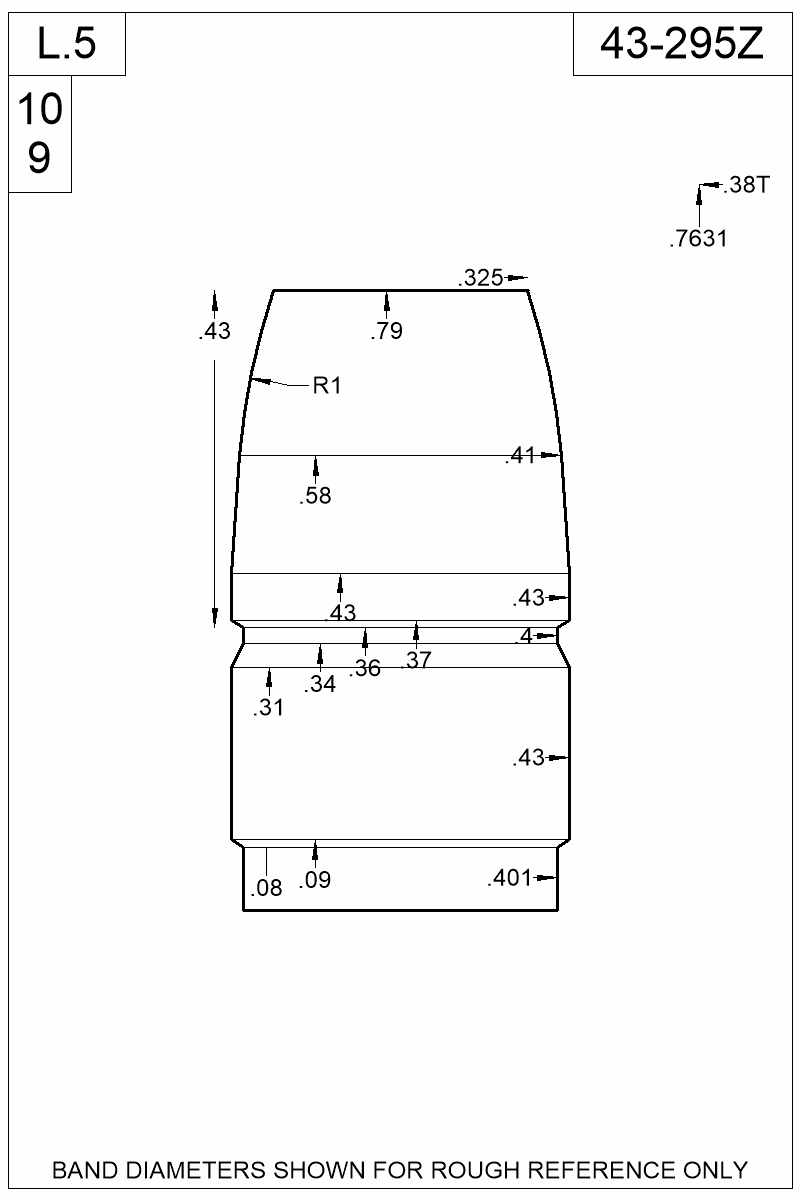 Dimensioned view of bullet 43-295Z