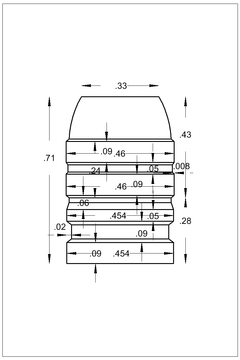 Dimensioned view of bullet 46-295B