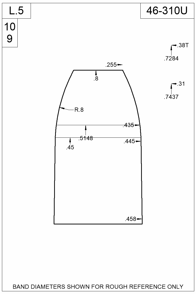 Dimensioned view of bullet 46-310U