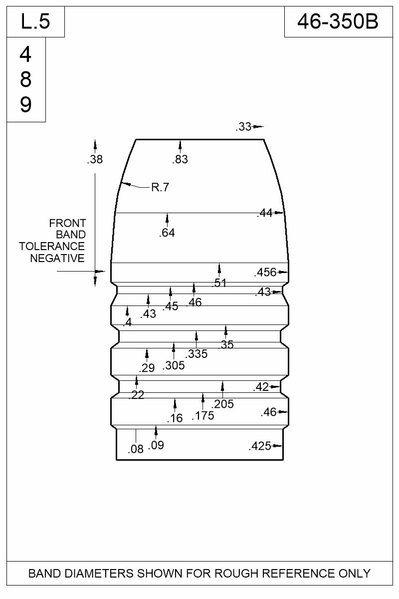Dimensioned view of bullet 46-350B