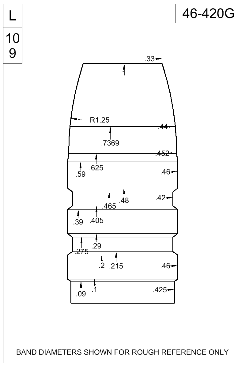 Dimensioned view of bullet 46-420G