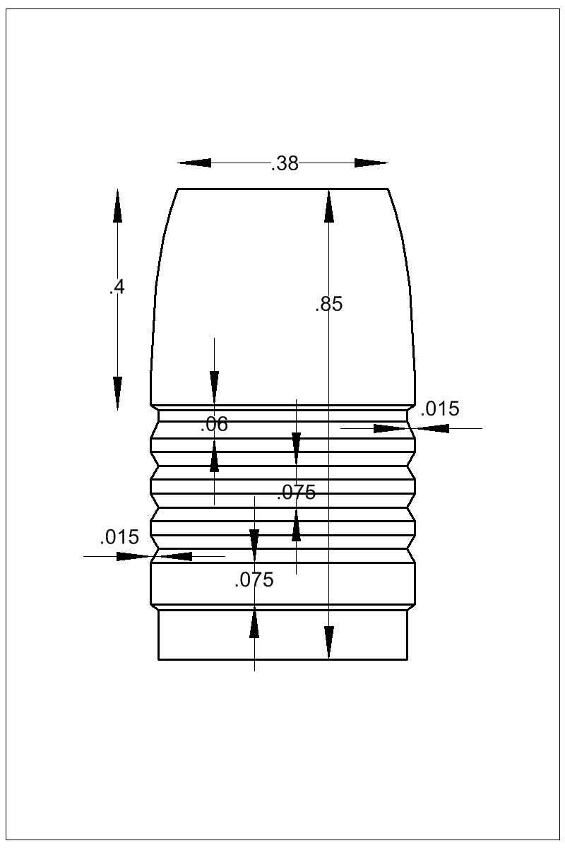 Dimensioned view of bullet 48-400T