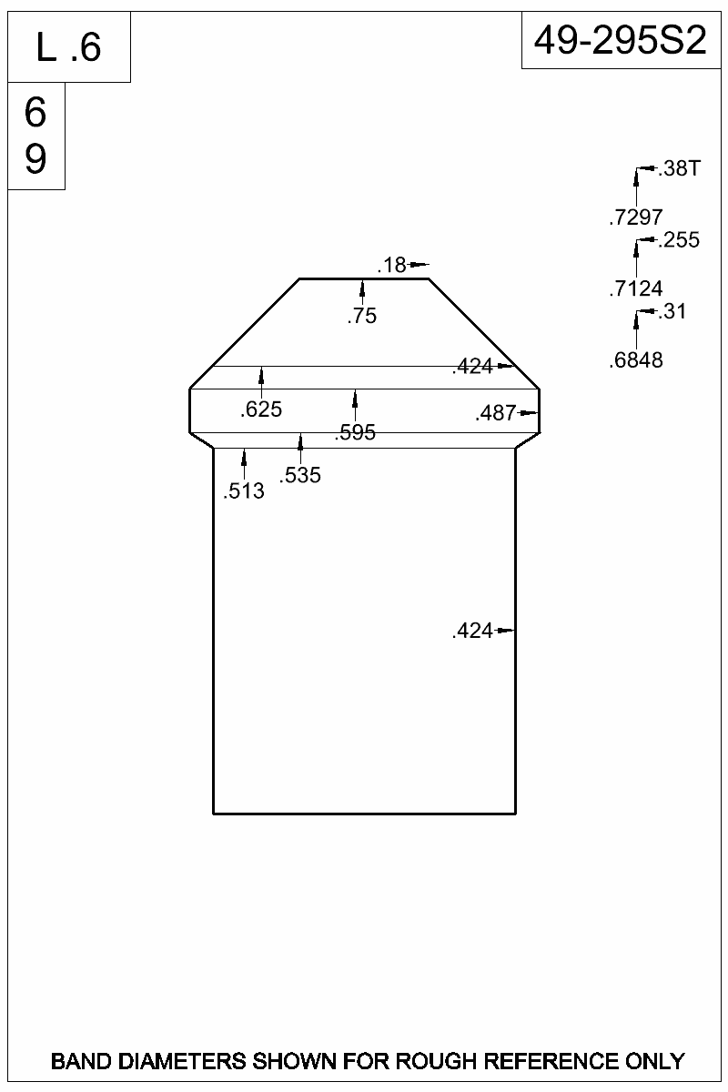 Dimensioned view of bullet 49-295S2