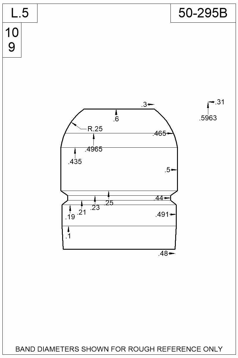 Dimensioned view of bullet 50-295B