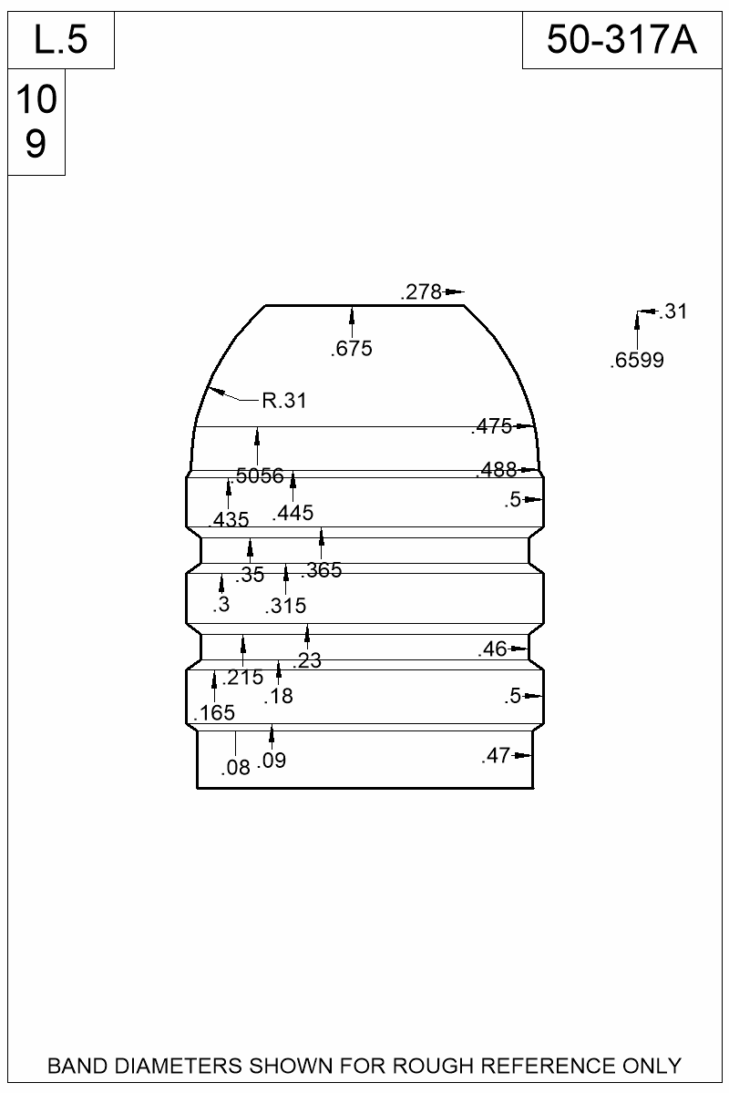 Dimensioned view of bullet 50-317A