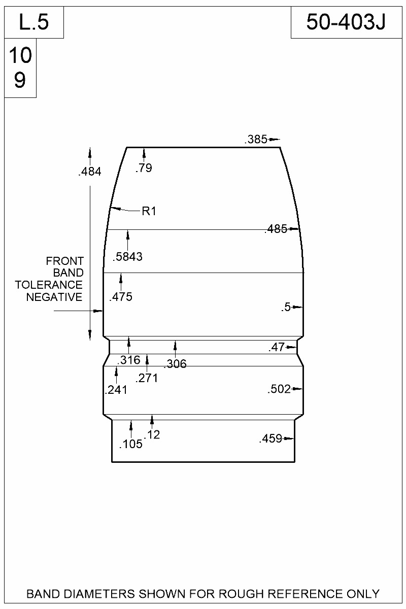 Dimensioned view of bullet 50-403J
