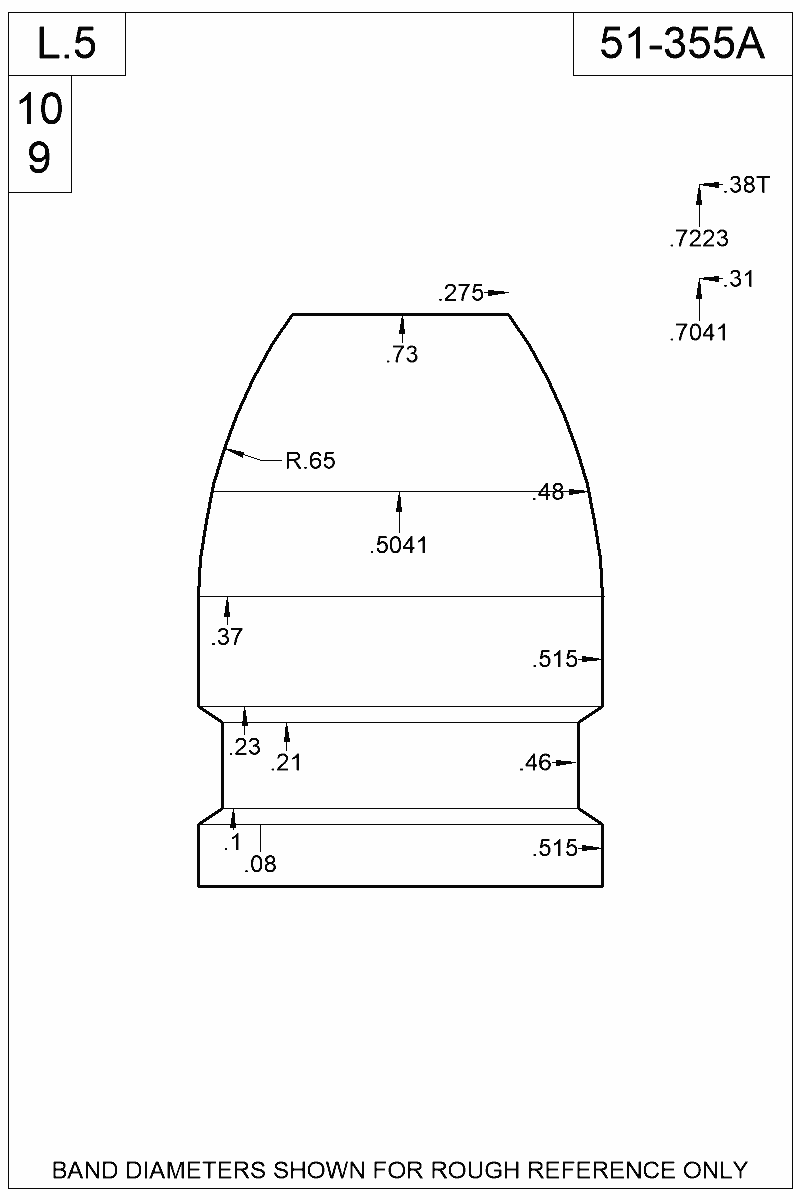 Dimensioned view of bullet 51-355A