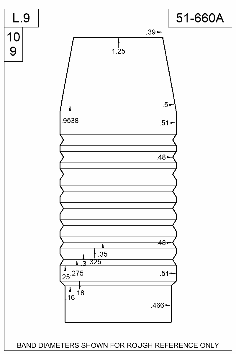 Dimensioned view of bullet 51-660A