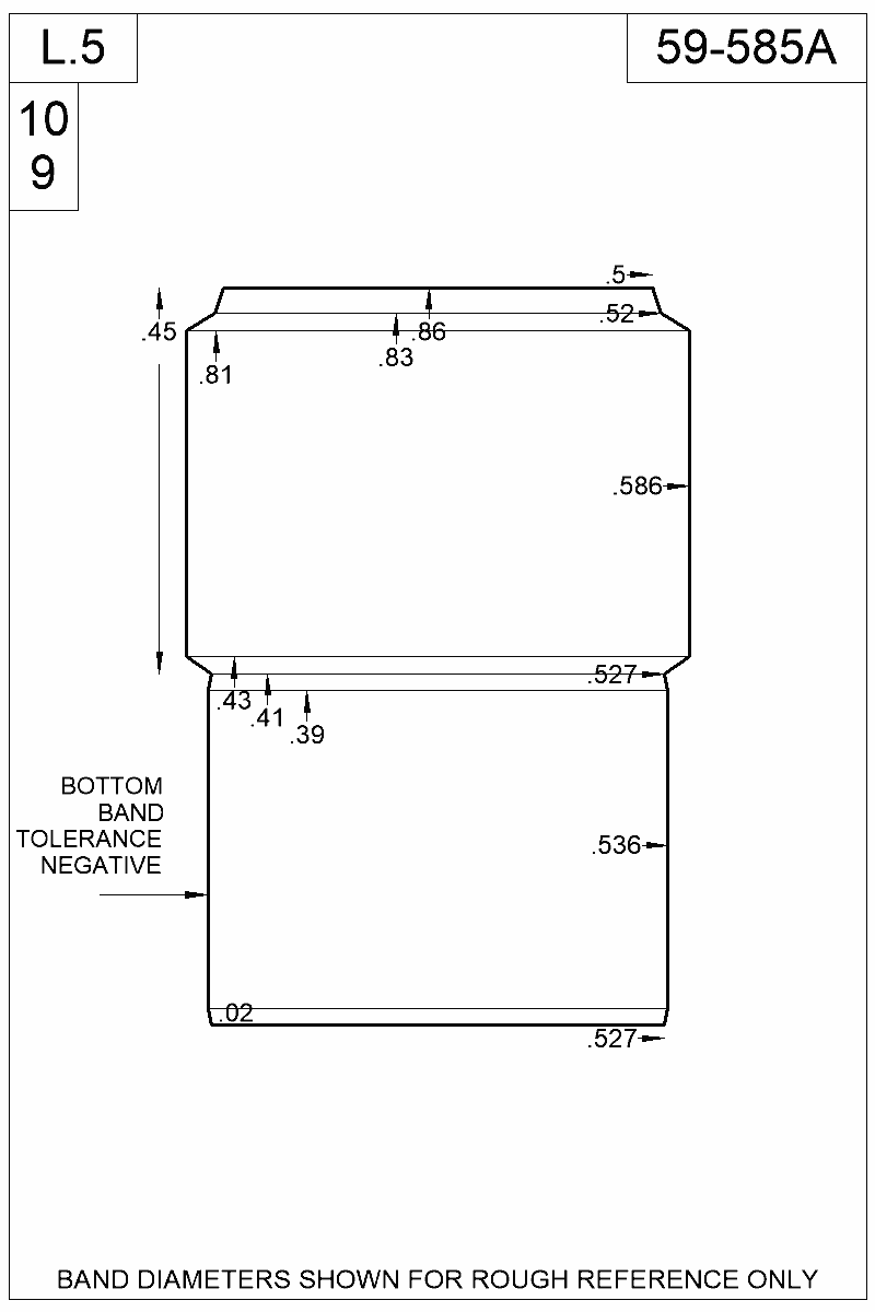 Dimensioned view of bullet 59-585A
