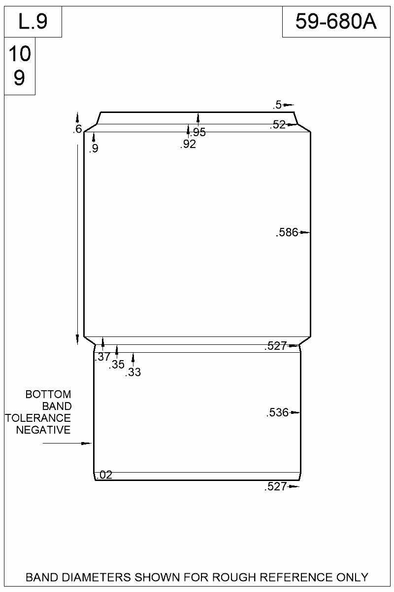 Dimensioned view of bullet 59-680A