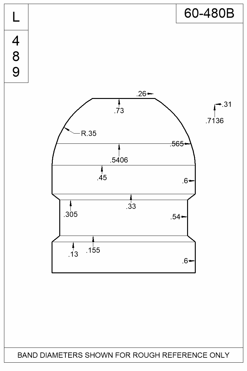 Dimensioned view of bullet 60-480B