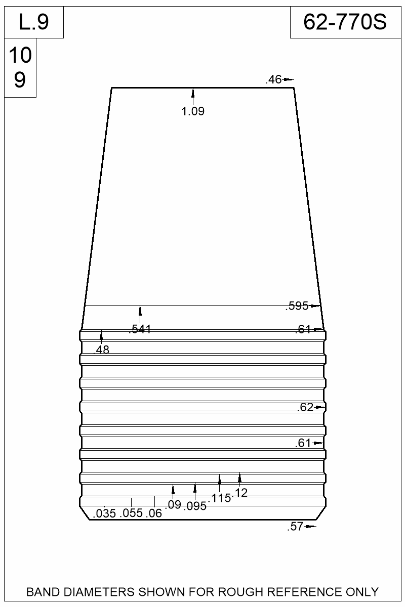 Dimensioned view of bullet 62-770S