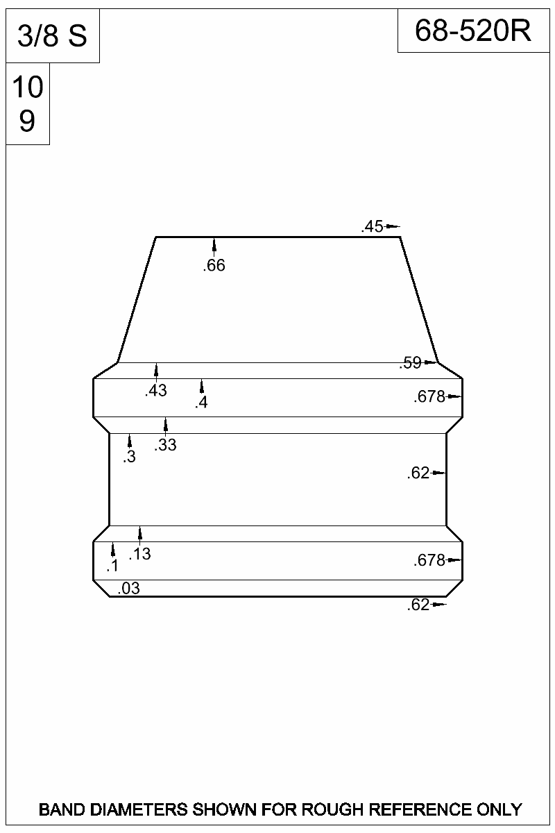 Dimensioned view of bullet 68-520R