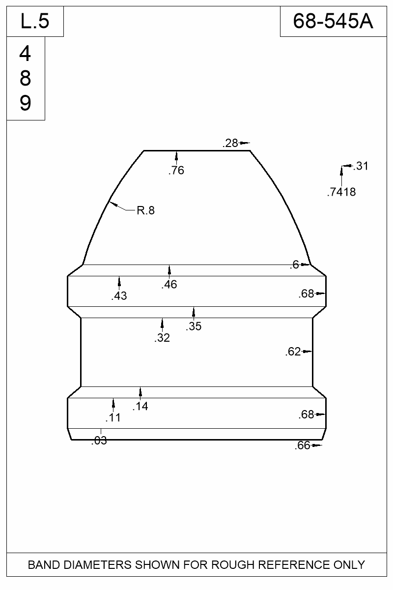 Dimensioned view of bullet 68-545A