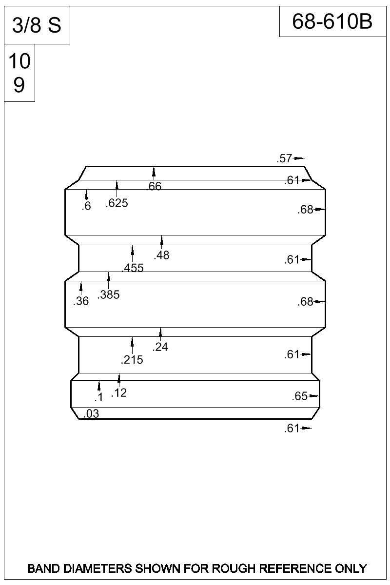 Dimensioned view of bullet 68-610B