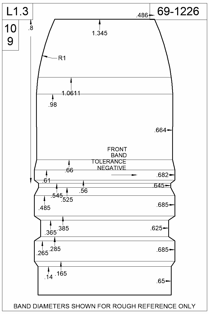 Dimensioned view of bullet 69-1226