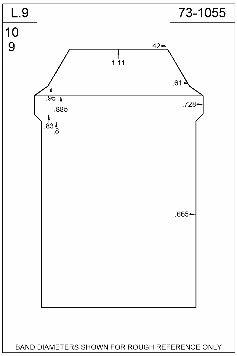 Dimensioned view of bullet 73-1055