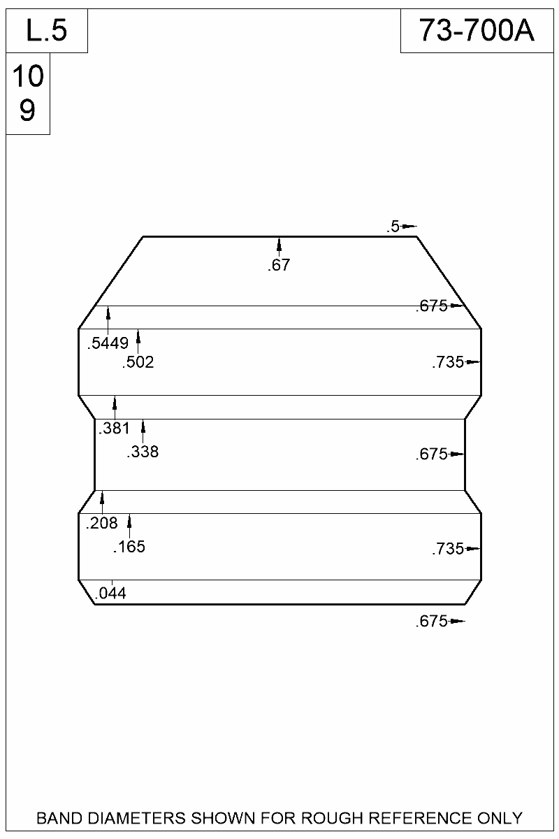 Dimensioned view of bullet 73-700A