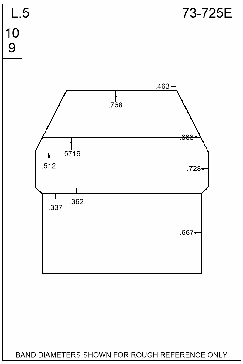 Dimensioned view of bullet 73-725E