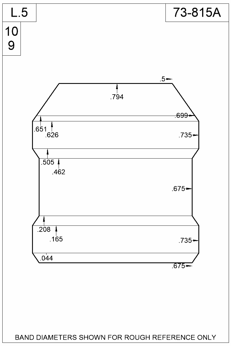 Dimensioned view of bullet 73-815A